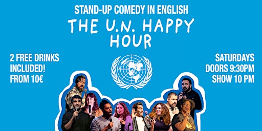 Primaire afbeelding van English Stand-up Comedy (w/ 2 Free Drinks): The U.N. Happy Hour