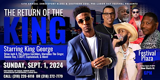 Image principale de 13th Annual Shreveport Blues & Southern Soul Pre-Labor Day Festival: "The Return of the King"