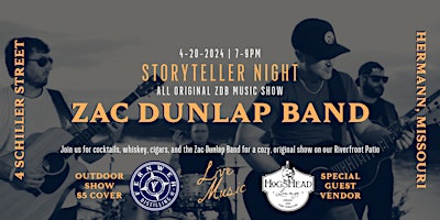 Imagem principal do evento Storyteller Night: All Original Live Music with the Zac Dunlap Band