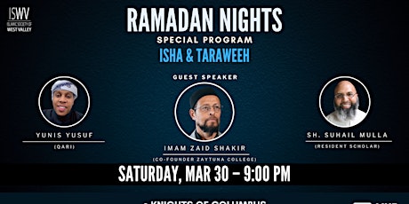 Imagem principal do evento ISWV: Ramadan Nights feat. Imam Zaid Shakir