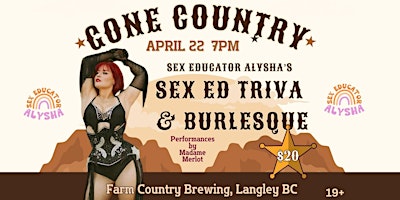 Primaire afbeelding van Gone Country Sex Ed Trivia and Burlesque Night at Farm Country Brewing