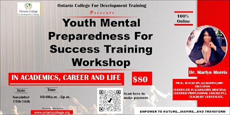 Youth Mental Preparedness for Success Training Workshop (In Academics, Career and Life)