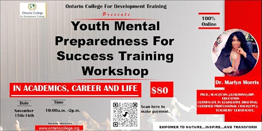 Image principale de Youth Mental Preparedness for Success Training Workshop (In Academics, Career and Life)