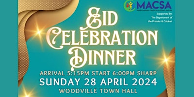 Imagem principal do evento MACSA Eid Celebration Dinner on Sunday 28th April 2024