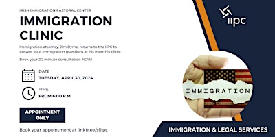 Imagem principal do evento Immigration Clinic with Jim Byrne - Tuesday, April 30, 2024