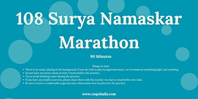 Hauptbild für Challenge your Yoga Skills with 108 Surya Namaskar Marathon by Coquihalla