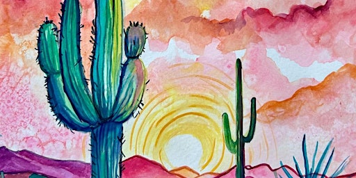 Primaire afbeelding van Beginner Watercolor Desert Landscape Painting