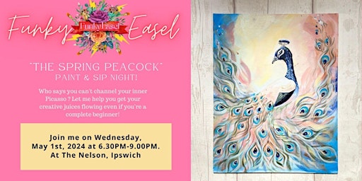 Imagen principal de The Funky Easel Sip & Paint Party: Spring Peacock