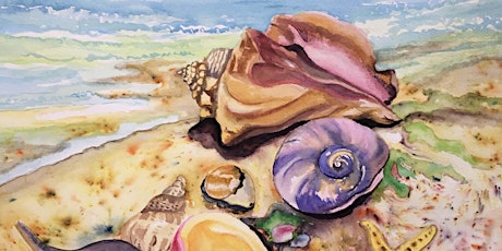 A Collection of Summer Seashells on the Shore Watercolor Workshop