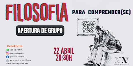 Imagen principal de Apertura de nuevo grupo: Filosofía para comprender(se)