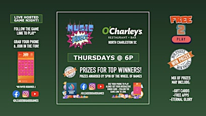 Music BINGO  | O'Charley's North Charleston SC - THUR 6p @LeaderboardGames