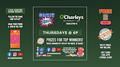 Music BINGO  | O'Charley's - Charleston SC - THUR 6p @LeaderboardGames