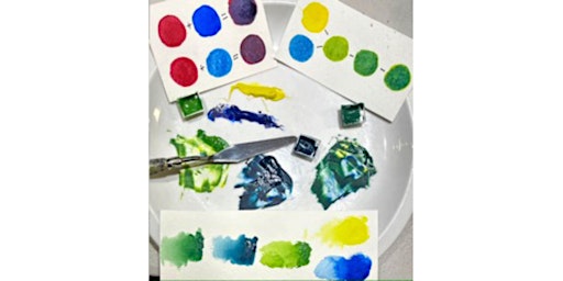 Primaire afbeelding van LAURIE’S WATERCOLOR COLOR MIXING WORKSHOP:  Saturday, June 15th–2pm–5:00pm