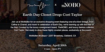 Imagem principal do evento McMullen X TheNOBO  Earth Day Closet Drop!