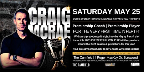 Imagem principal de Collingwood SUPERSTAR Coach Craig McRae LIVE at The Camfield, Perth!
