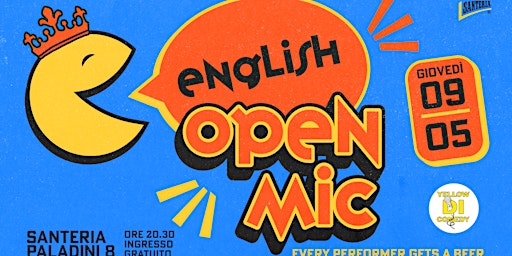 Free Entry English standup comedy open mic 8:30pm primary image