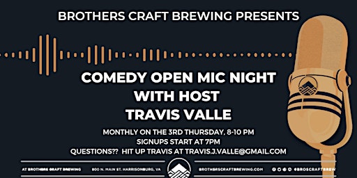 Primaire afbeelding van Comedy Open Mic Night at Brothers Craft Brewing