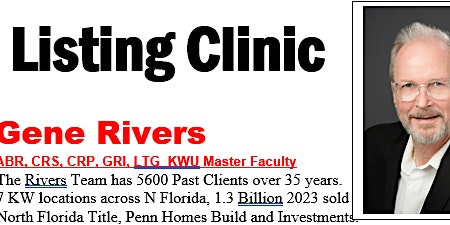 Imagem principal do evento Listing Clinic with Gene Rivers