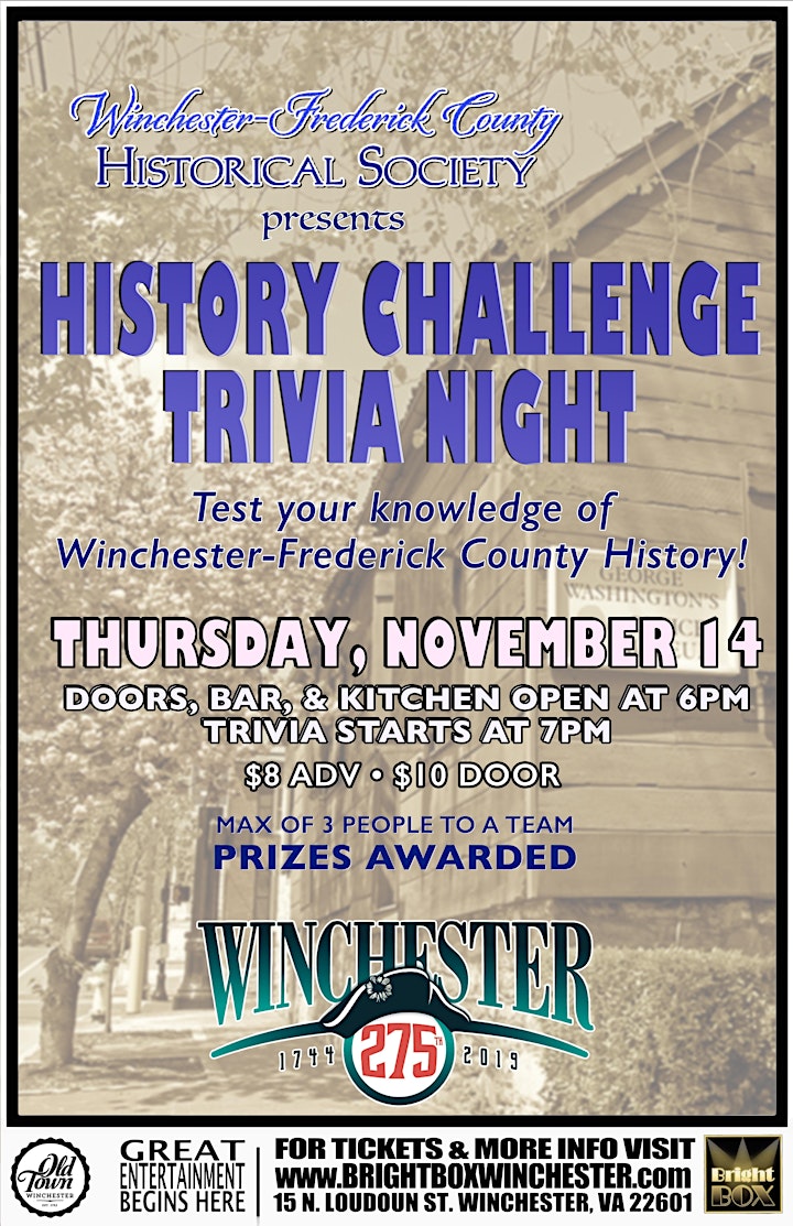 
		Winchester-Frederick County History Challenge Trivia Night image
