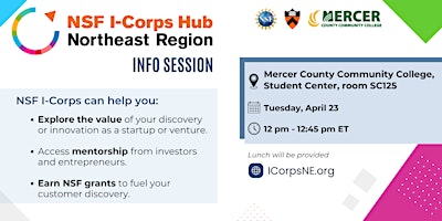 Primaire afbeelding van NSF I-Corps Info Session at Mercer County Community College