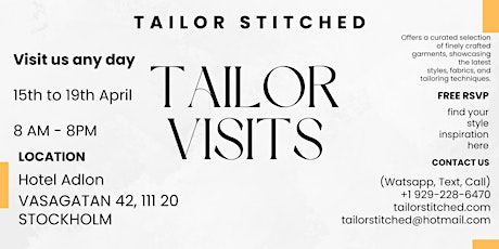 Tailor Stitched Trunk Show @ Stockholm, Sweden