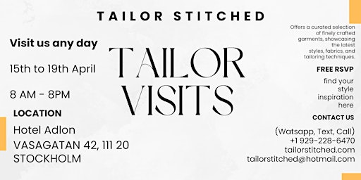 Imagen principal de Tailor Stitched Trunk Show @ Stockholm, Sweden