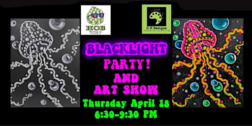 Image principale de Black Light Paint N Sip Party + Art Show at HOB Brewing Co. Dunedin, Fl