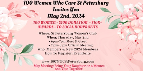 100 Women Who Care St Petersburg May 2nd - Meeting #2 of 2024