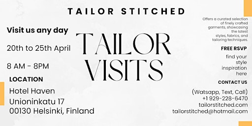 Imagen principal de Tailor Stitched Trunk Show @ Helsinki, Finland