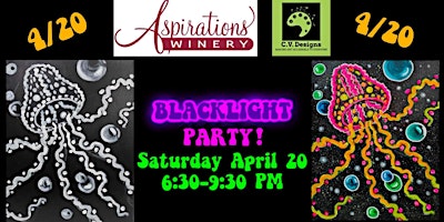 Primaire afbeelding van 420 Blacklight Paint N Sip Party at Aspirations Winery Clearwater, Fl
