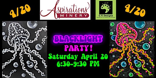 Hauptbild für 420 Blacklight Paint N Sip Party at Aspirations Winery Clearwater, Fl