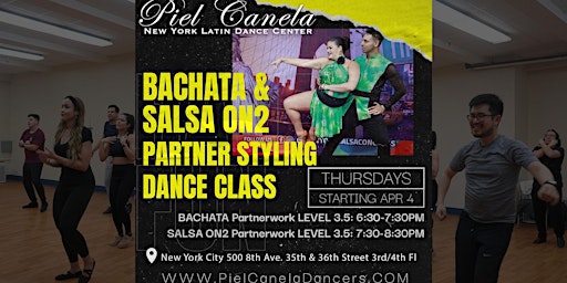 Bachata Partnerwork Dance Class, Level 3.5  Advanced-Intermediate primary image