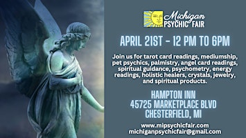 Imagem principal de Michigan Psychic Fair April 21, 2024, Chesterfield/New Baltimore area