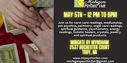 Imagem principal de Michigan Psychic Fair May 5, 2024, Troy, Michigan