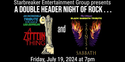 Imagem principal do evento A Double Header Night of Rock: Tributes to Led Zeppelin and Black Sabbath