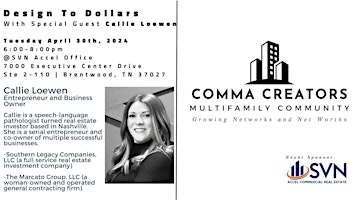 Comma Creators Nashville Multifamily April Meetup - Design To Dollars primary image