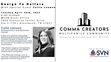 Primaire afbeelding van Comma Creators Nashville Multifamily April Meetup - Design To Dollars