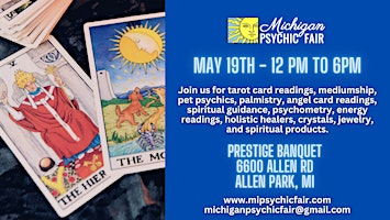 Image principale de Michigan Psychic Fair May 19, 2024, Prestige Banquet Hall Allen Park