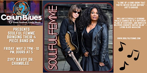 Primaire afbeelding van Soulful Femme live at Cajun Blues on Friday night May 3rd, 7-10pm