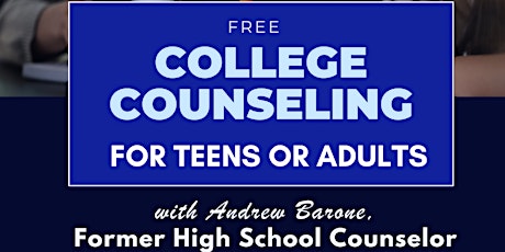 Imagen principal de Free College Counseling, 1:1 session with Andrew Barone (15 minutes)