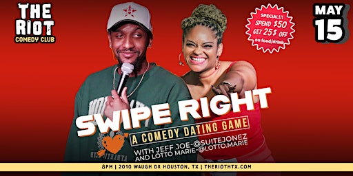 Imagem principal de The Riot presents "Swipe Right" Comedy Dating Game for Singles & Couples