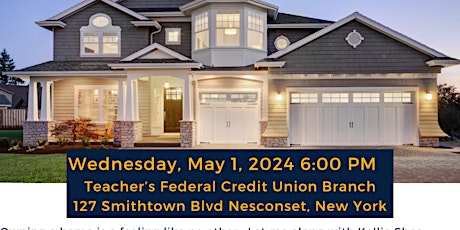 Free Homebuyer Workshop at Teacher's Federal Credit Union May 1, 2024 6PM