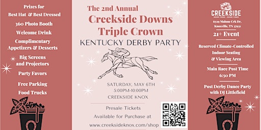 Imagem principal do evento The Creekside Downs Triple Crown Kentucky Derby Party