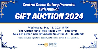 Imagem principal do evento Central Ocean Rotary 13th Annual Gift Auction 2024