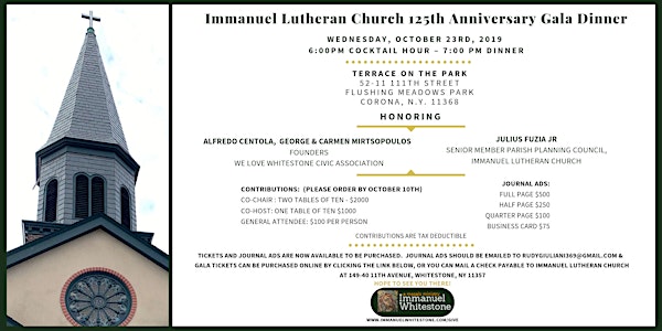 Immanuel Lutheran Church Gala Dinner - 125th Anniversary
