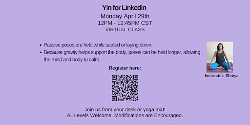 Imagen principal de Yin for LinkedIn- Monday April 29th