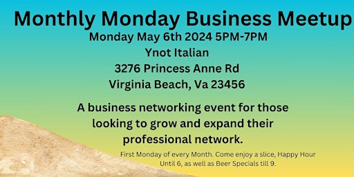 Imagen principal de Monthly Monday Business Meetup