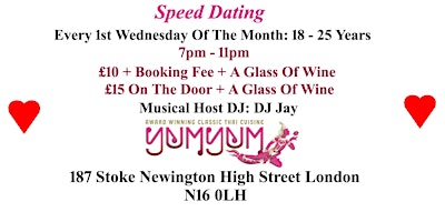 Hauptbild für Speed Dating 18 - 25 years.  Wednesdays