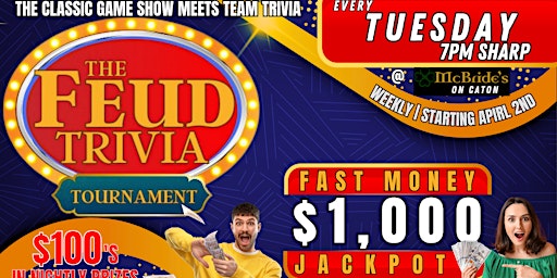 Imagem principal do evento $1000 Family Feud Tournament @ McBride's  Plainfield