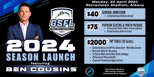 Primaire afbeelding van Great Southern Football League 2024 Season Launch featuring Ben Cousin LIVE